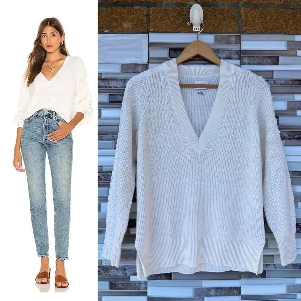 Saylor Antoinette Pullover Sweater in Creme small